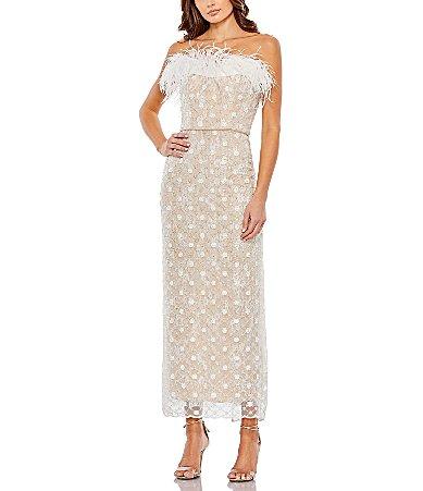 Womens Beaded Lace Sheath Gown Product Image