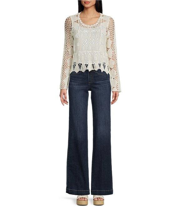 Evolutionary Crochet Long Bell Sleeve Sweater Top Product Image