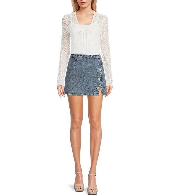 GB Knit Lace Tie Front Cardigan Product Image