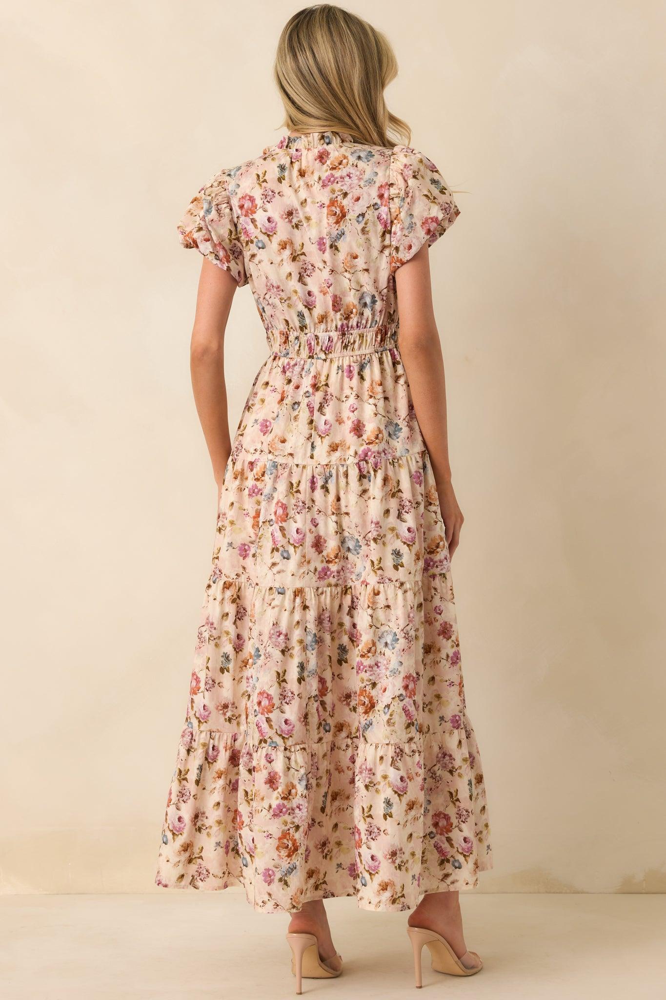 It's All Her Own Light Pink Multi Floral Print Cotton Maxi Dress Product Image