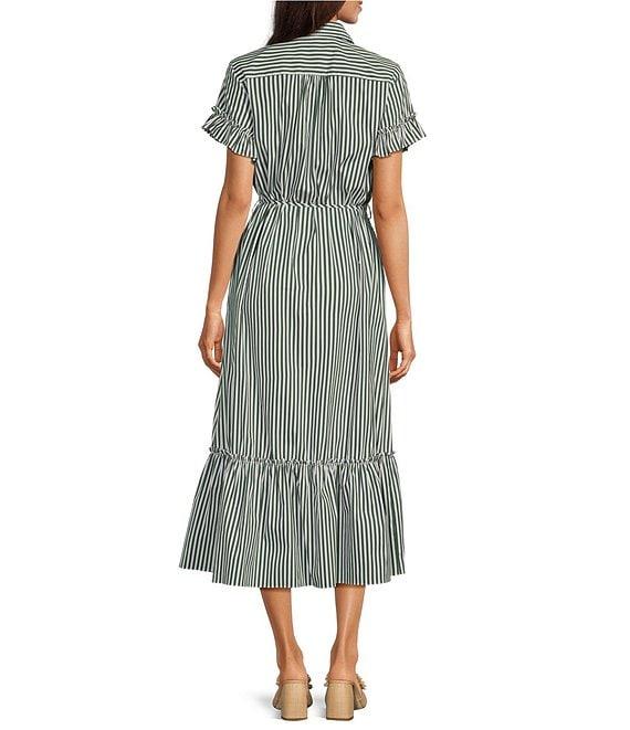 Jude Connally Pippa Stripe Print Point Collar Short Sleeve Midi Dress Product Image