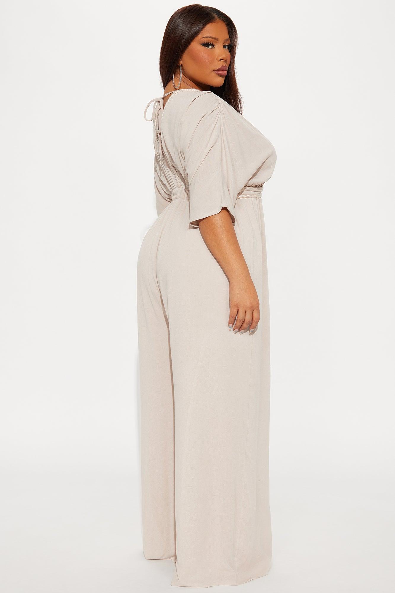 New Mindset Wide Leg Jumpsuit - Taupe Product Image