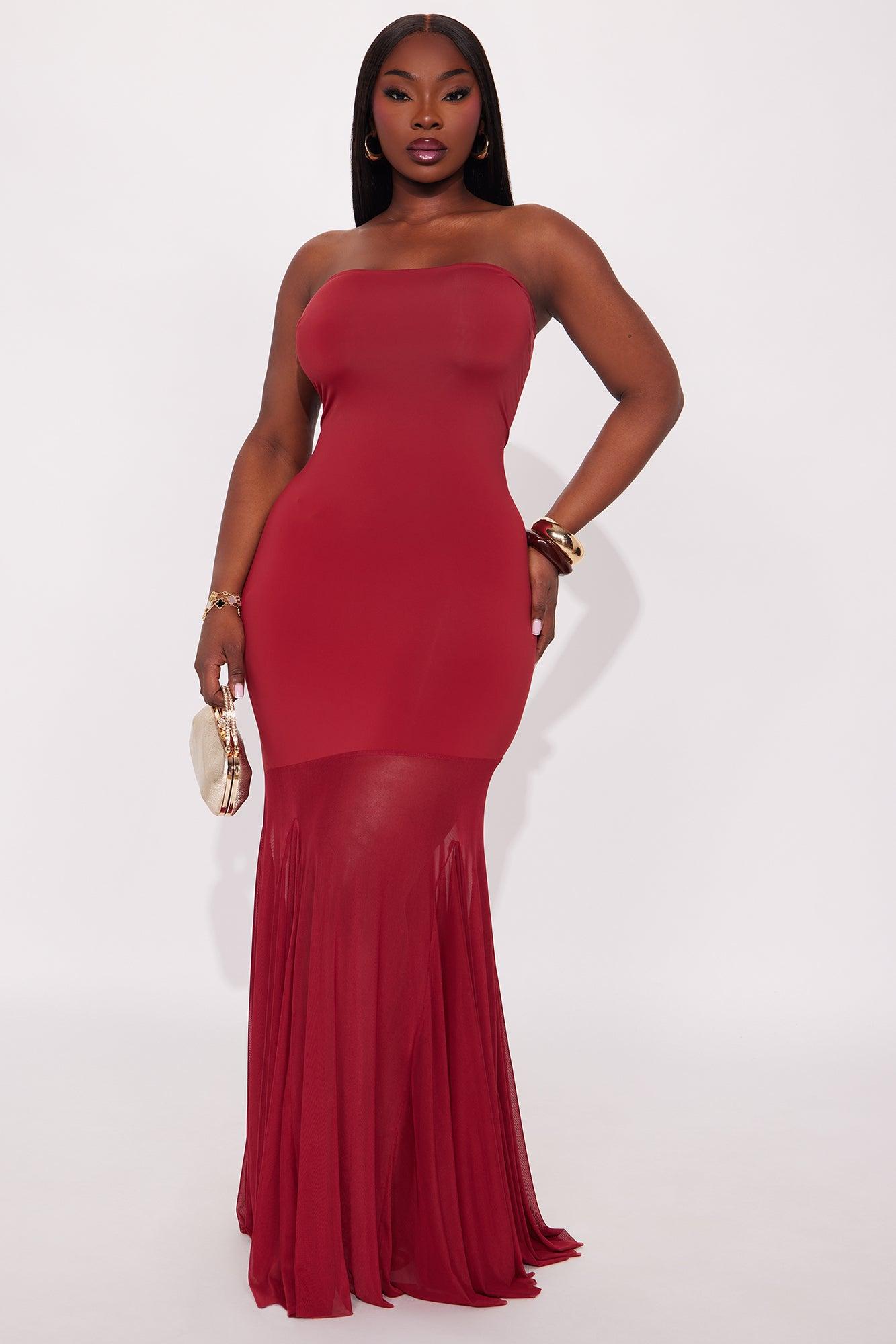 Still Love Me Strapless Maxi Dress - Wine Female Product Image
