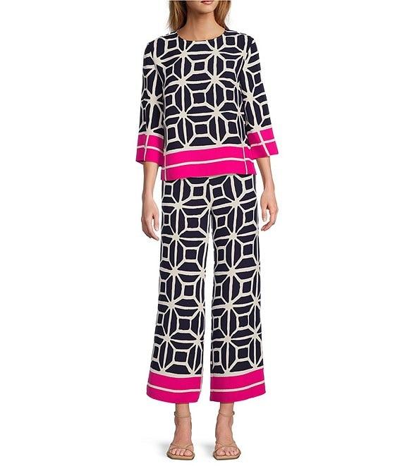 Trina Turk Orlett Printed Georgette Flat Front Cropped Coordinating Pants Product Image