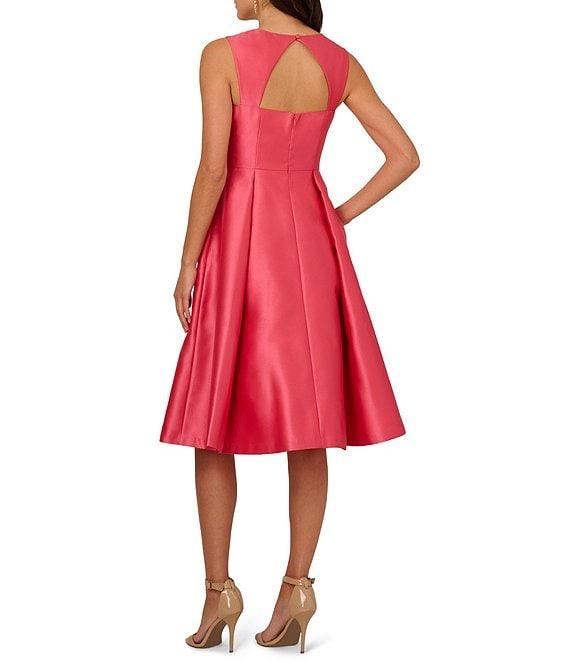 Adrianna Papell Sweetheart Neck Cutout Back Pleated Mikado Midi Dress Product Image