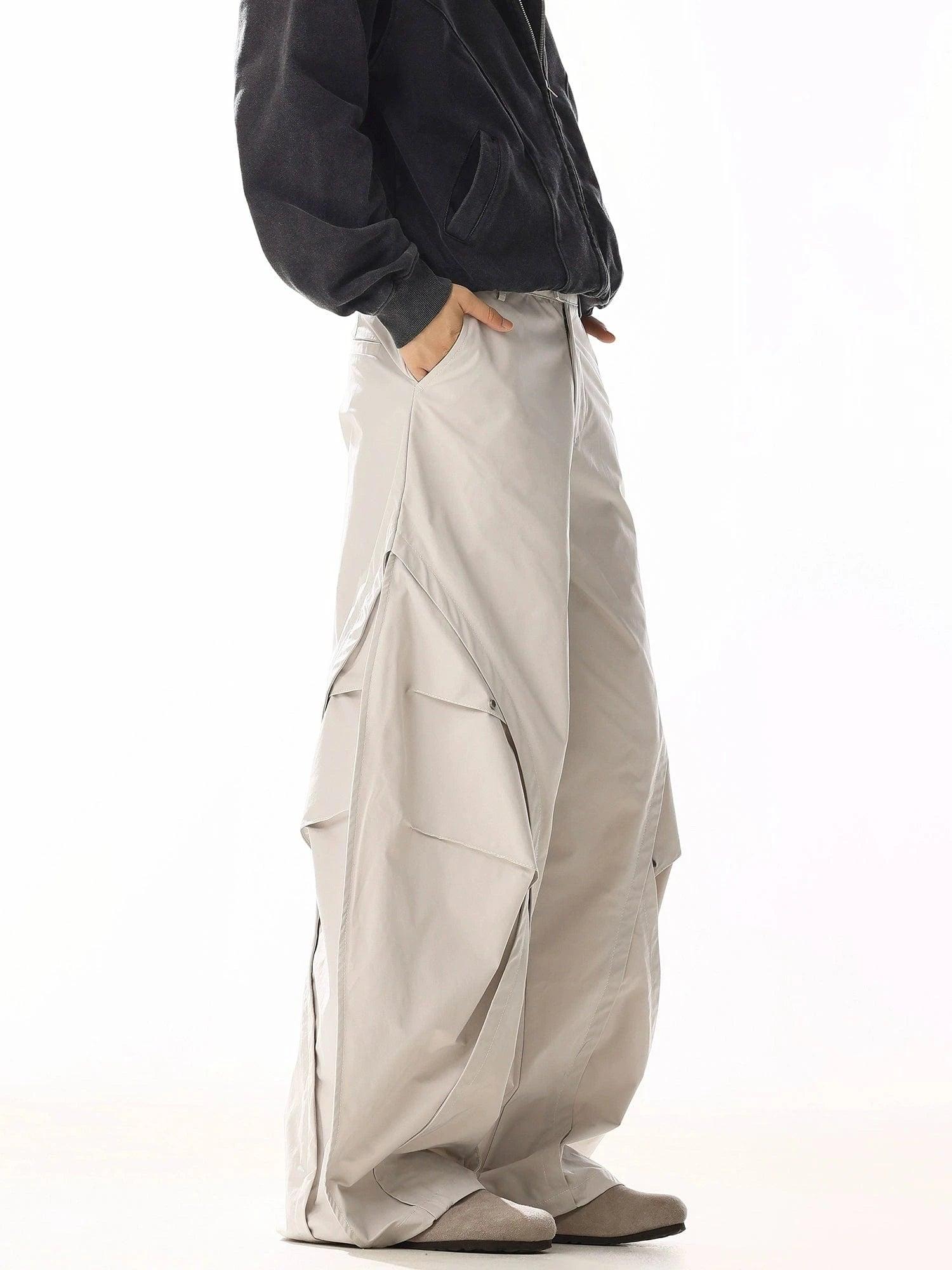 RT No. 19822 RECONSTRUCTED CREAM BAGGY STRAIGHT PANTS Product Image