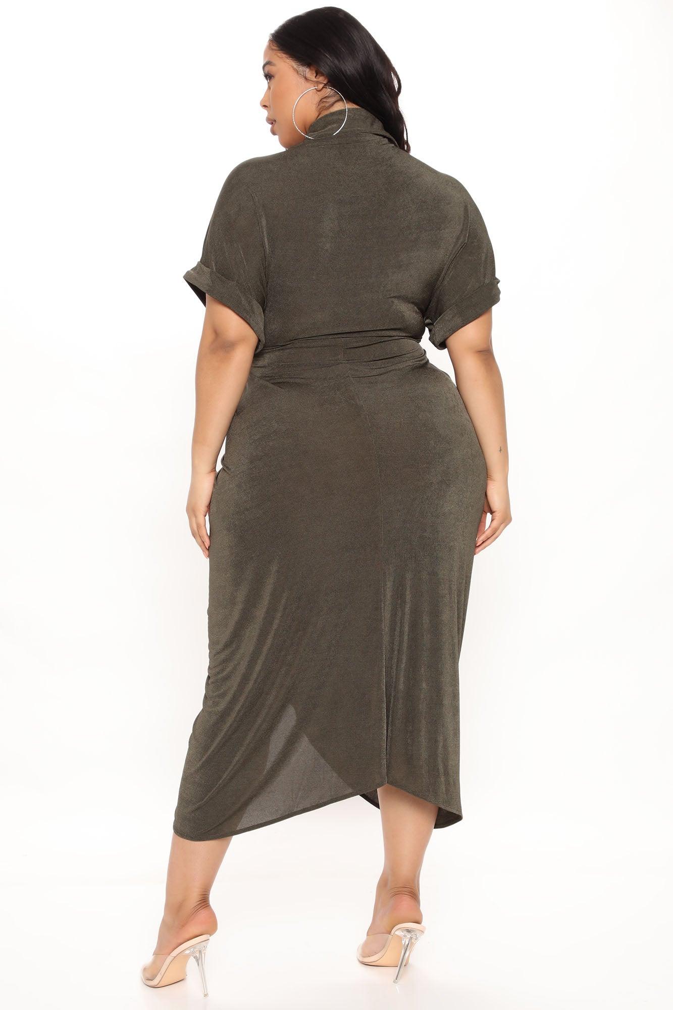 City Mood Slinky Midi Dress - Olive Product Image