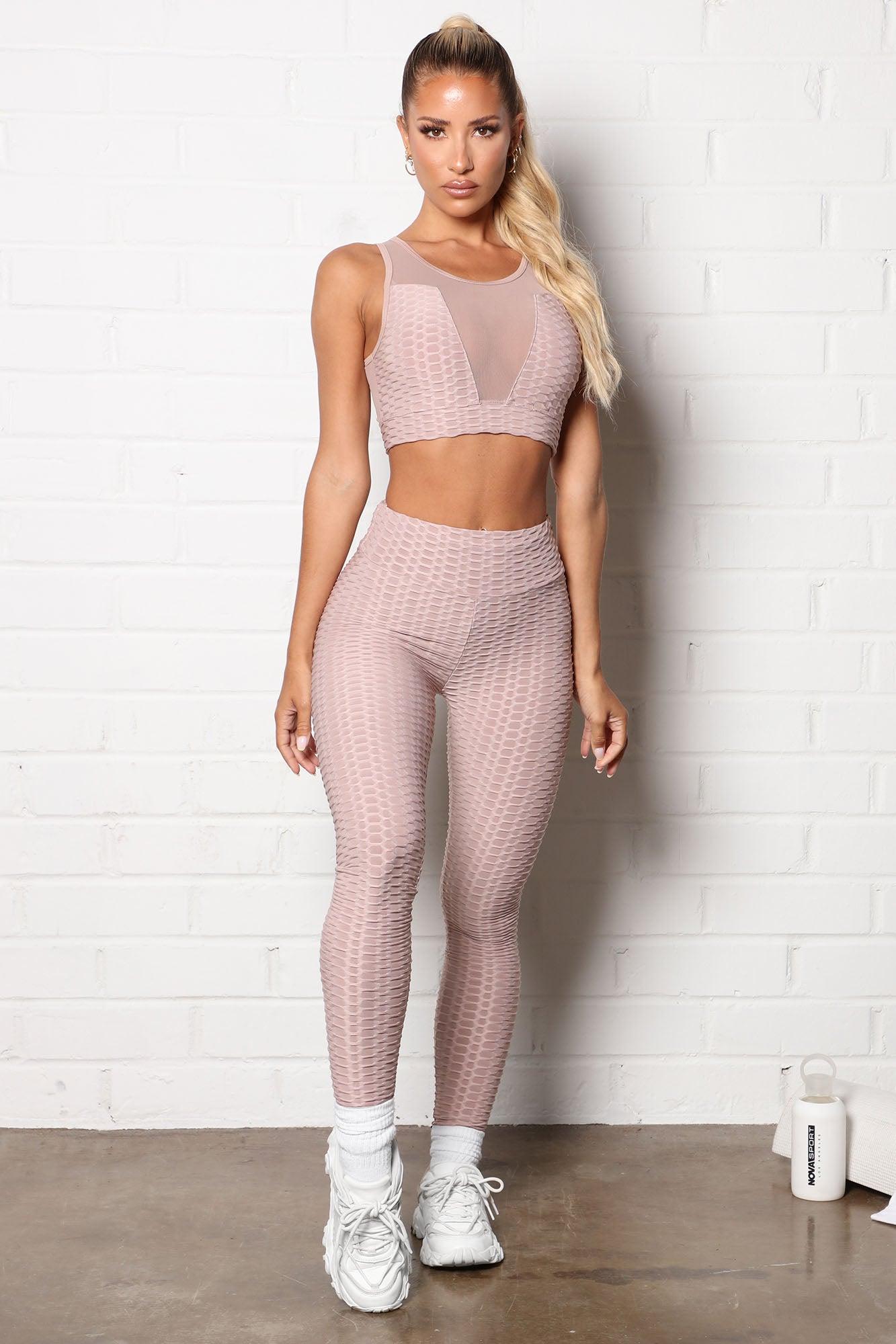 The Best Assets Textured Scrunch Butt Active Leggings - Mocha Product Image