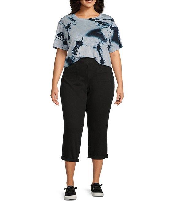 Westbound Plus Size Shibori Storm Short Sleeve Crew Neck Top Product Image