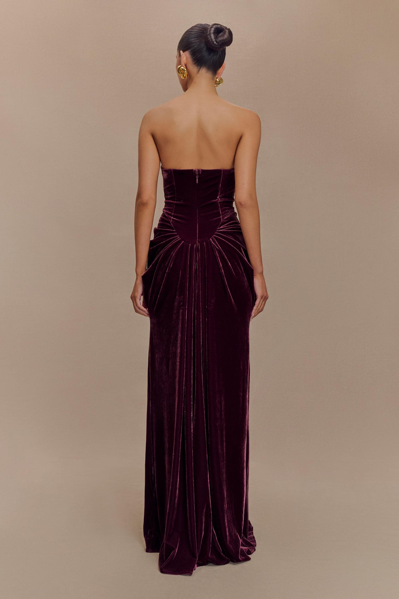 Paige Strapless Velvet Maxi Dress - Plum Product Image