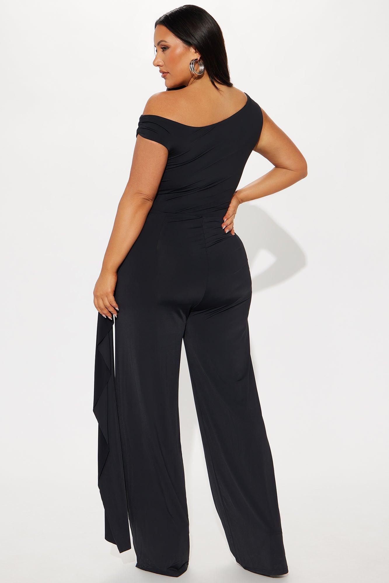 Don't Forget Me Draped Wide Leg Jumpsuit - Black Female Product Image