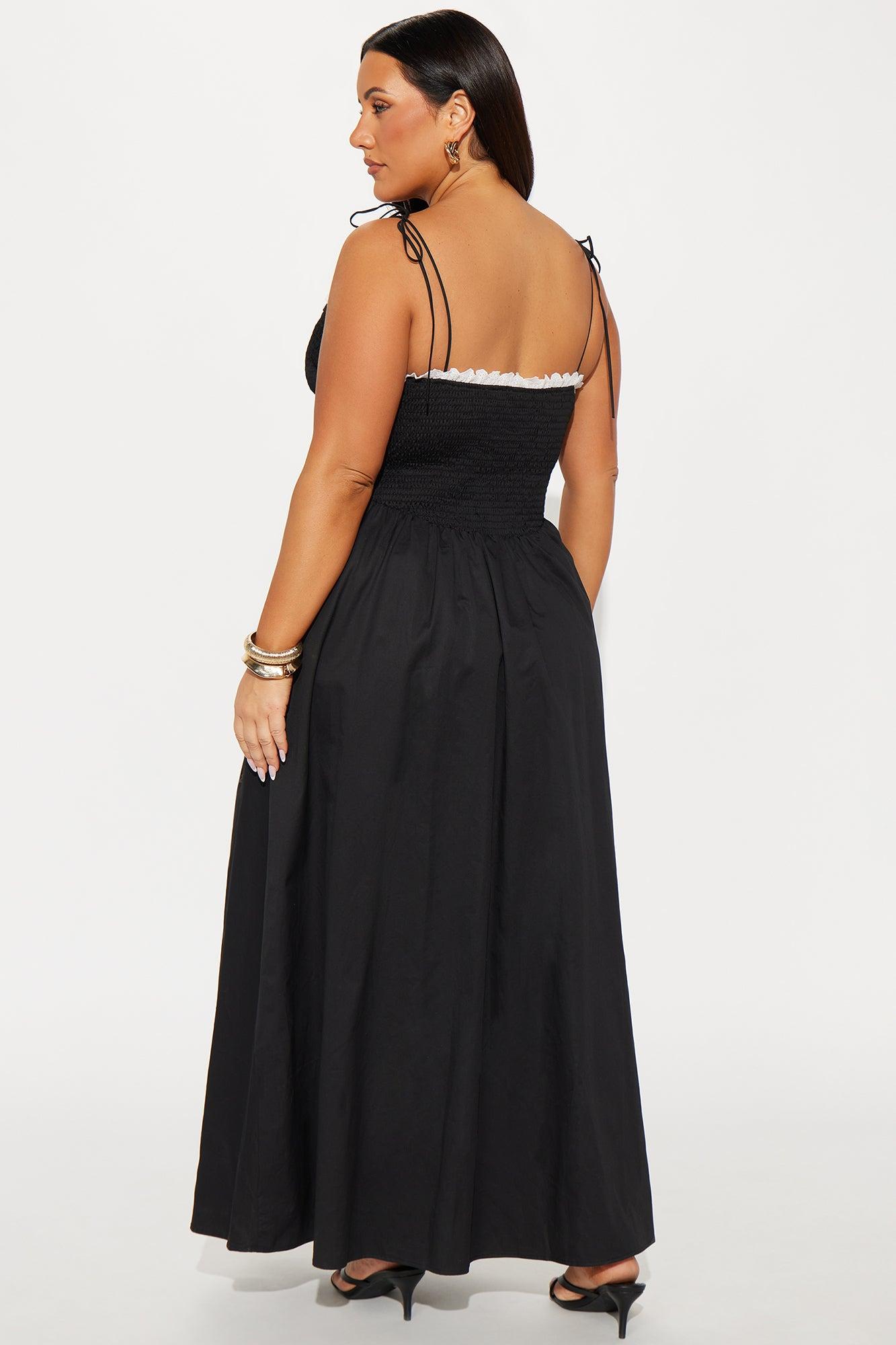 Gracie Smocked Poplin Maxi Dress - Black/White Product Image