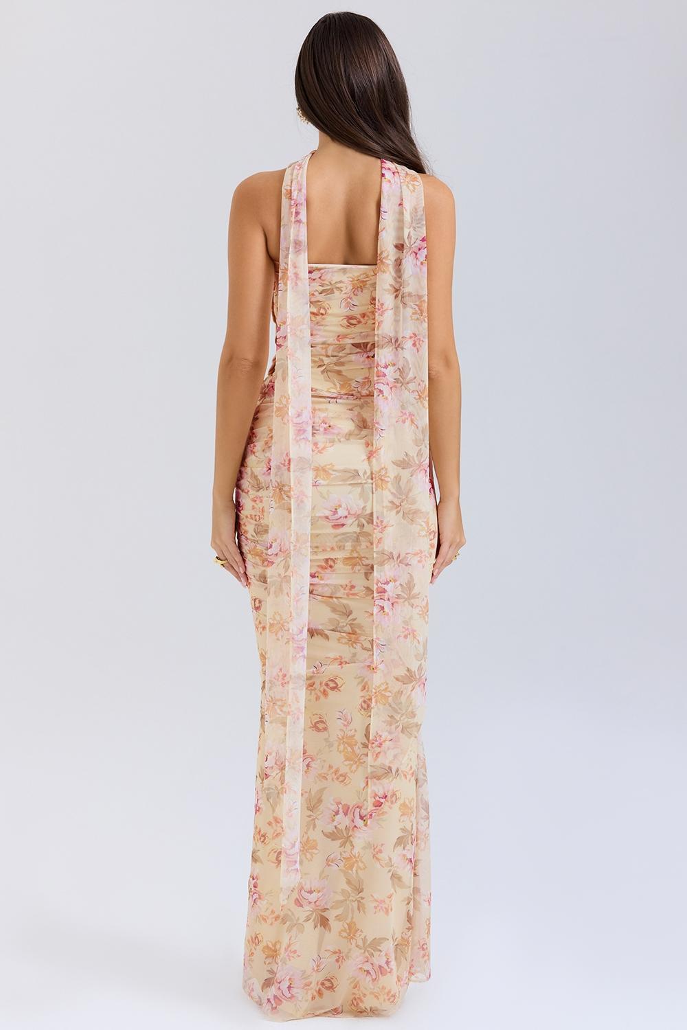 Hallie  honeyflower print strapless corset with neck scarf Product Image