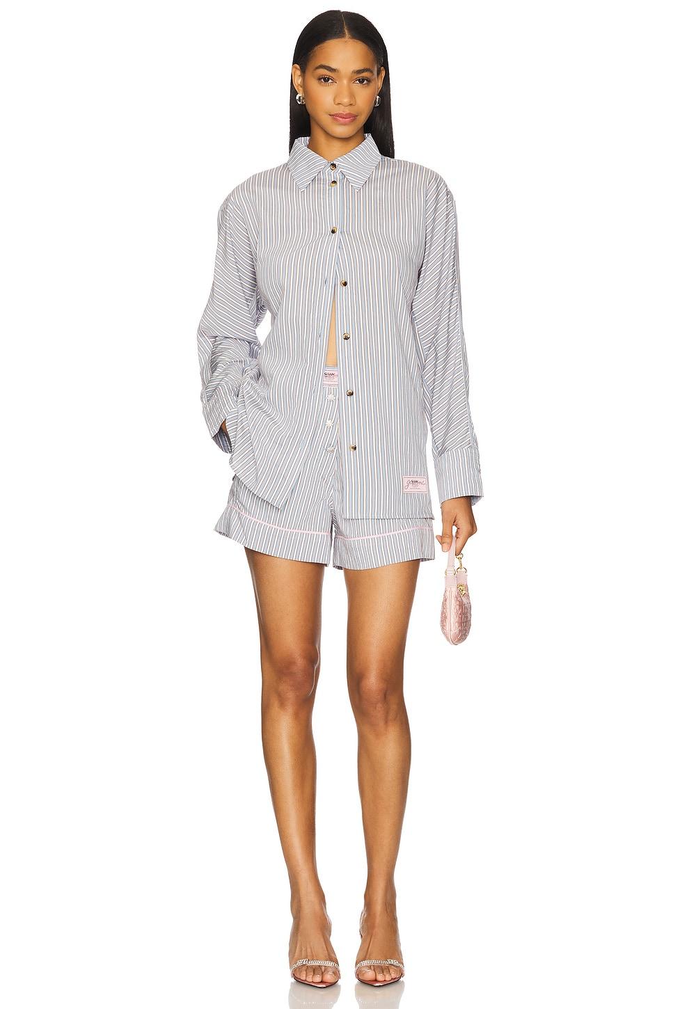 Yarn Dyed Stripe Elasticated Shorts Ganni Product Image