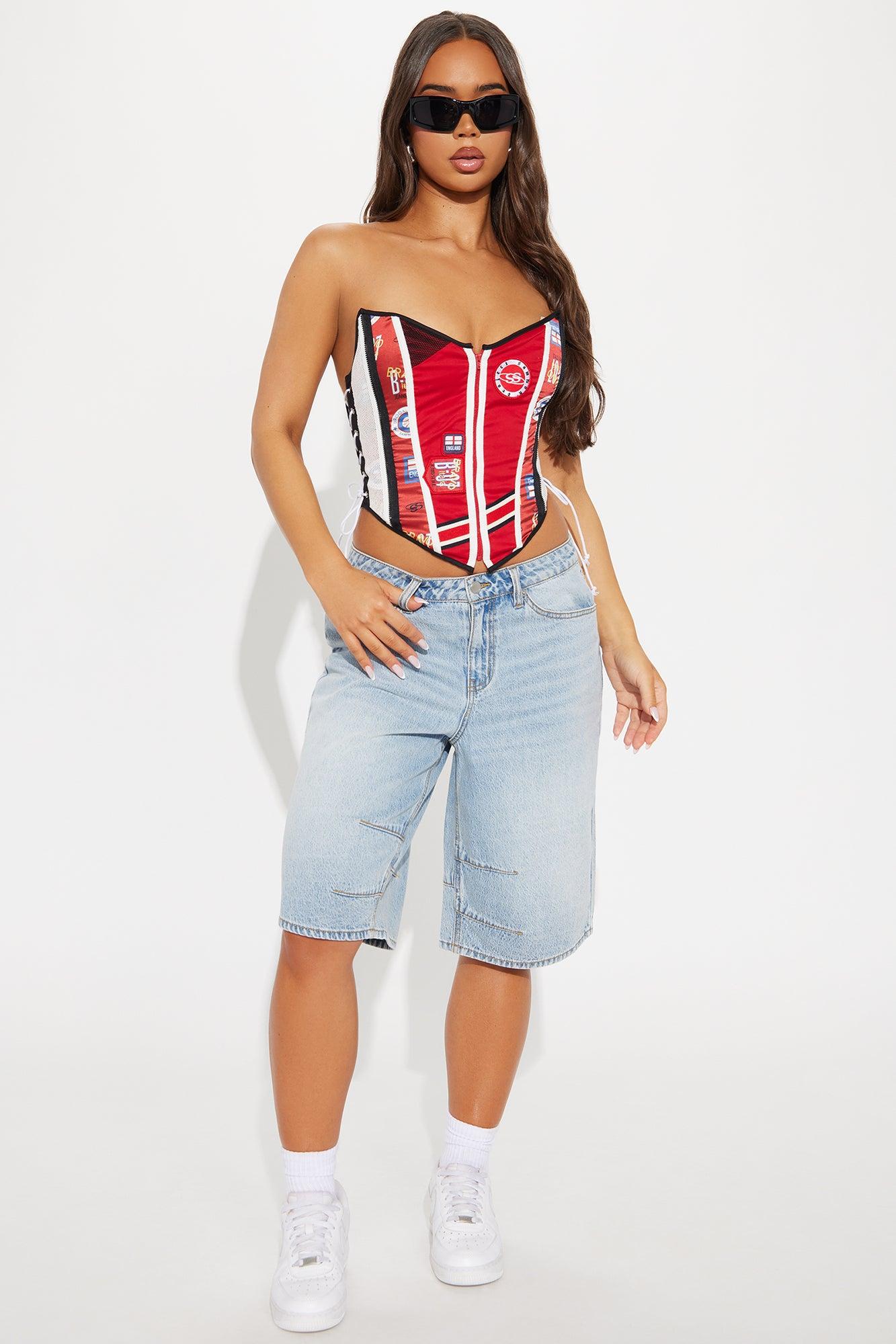 Your Fantasy Team Corset Top - Red/combo Product Image