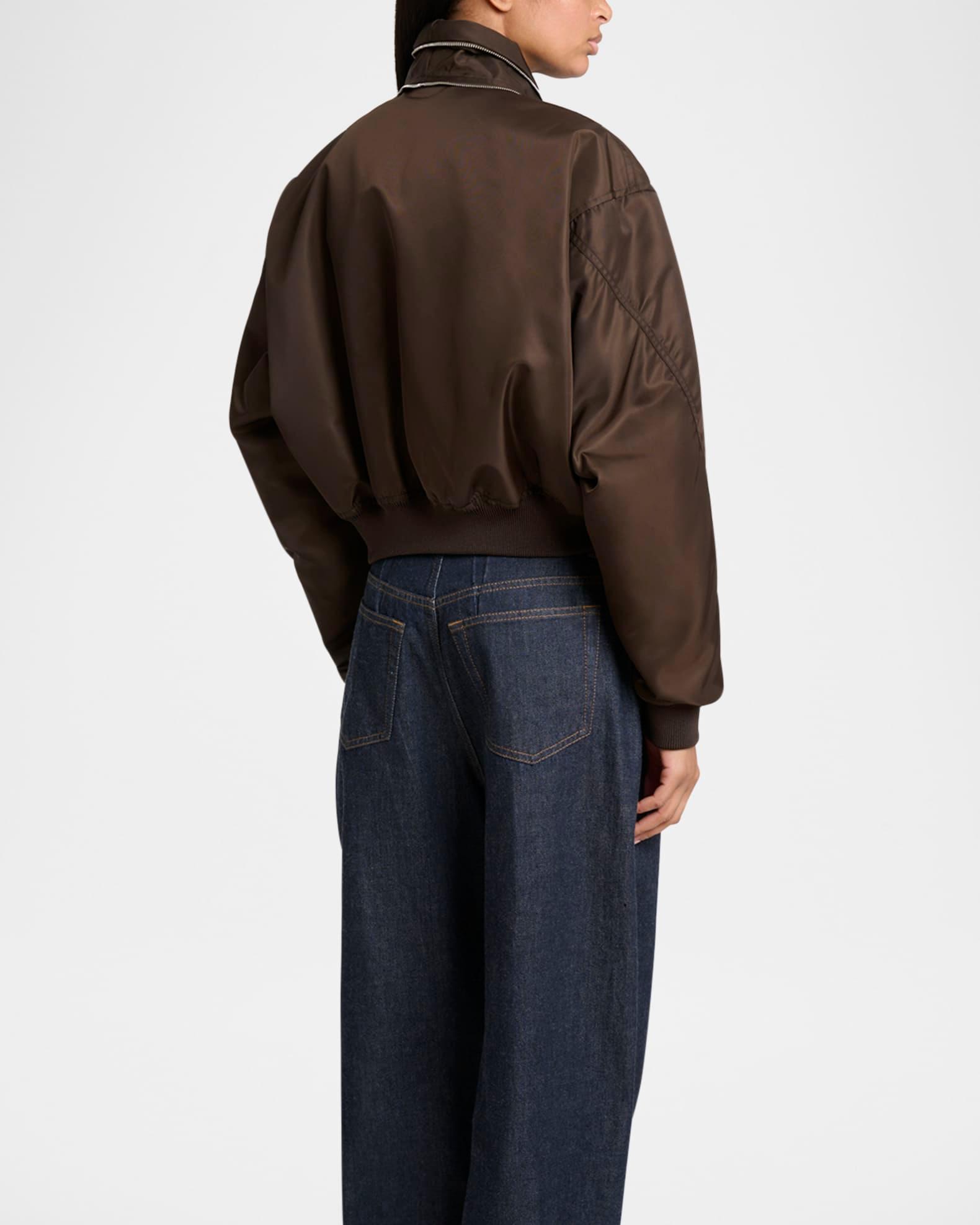 Zipped Double Shawl-Collar Crop Bomber Product Image