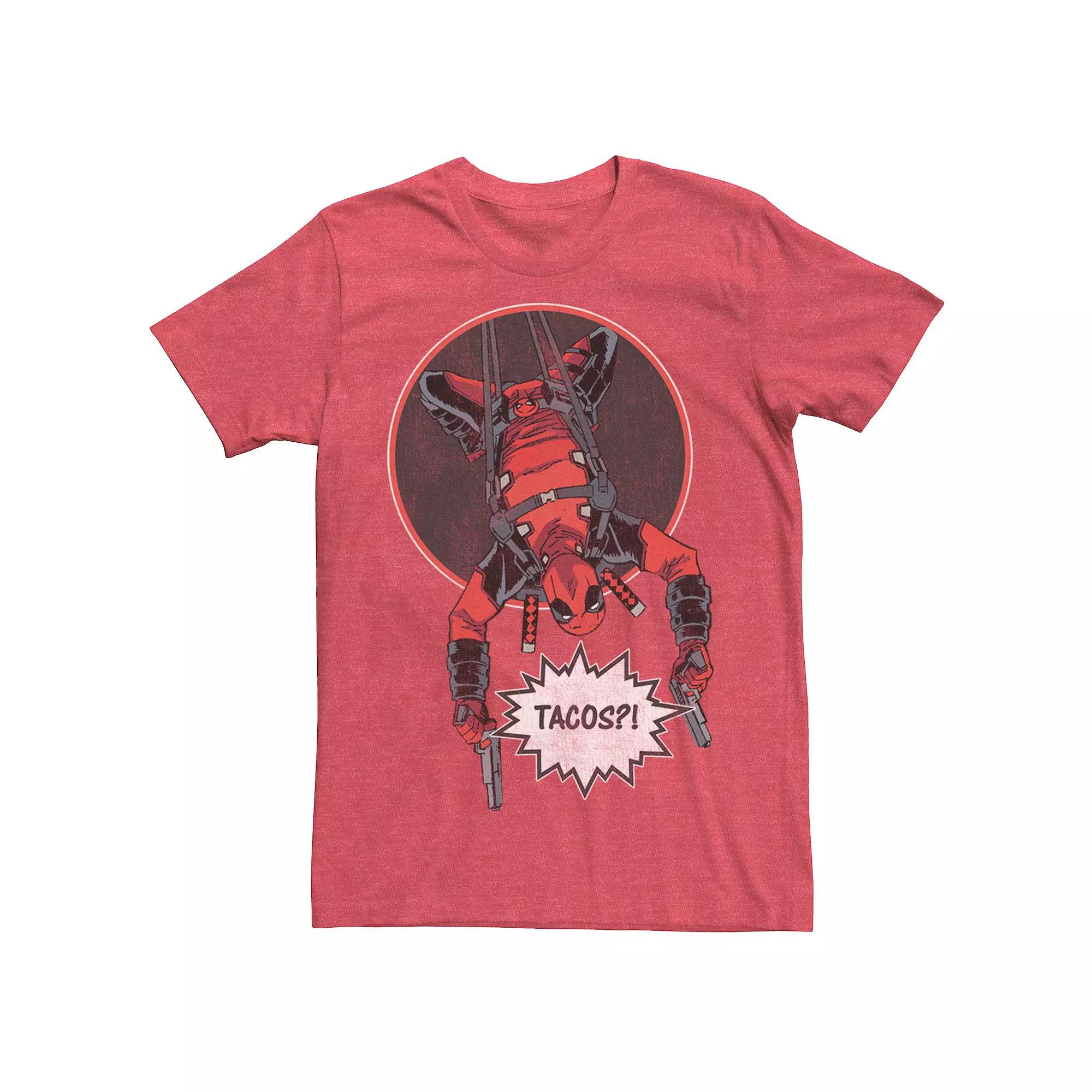 Men's Marvel Deadpool Slinging Upside-Down Tacos?! Graphic Tee,  Product Image