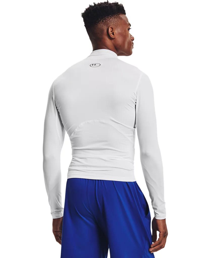 Under Armour Mens Under Armour HG Armour Comp Mock Long Sleeve - Mens White/Black Product Image