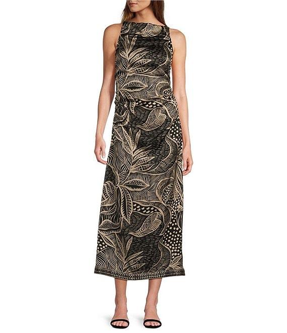 Antonio Melani Kimi Sleeveless Halter Neck Satin Midi Dress Product Image