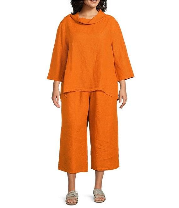 Bryn Walker Plus Light Linen Elastic Waist Wide Leg Pants Product Image