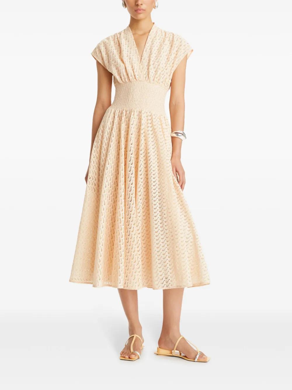 embroidered cotton midi dress Product Image