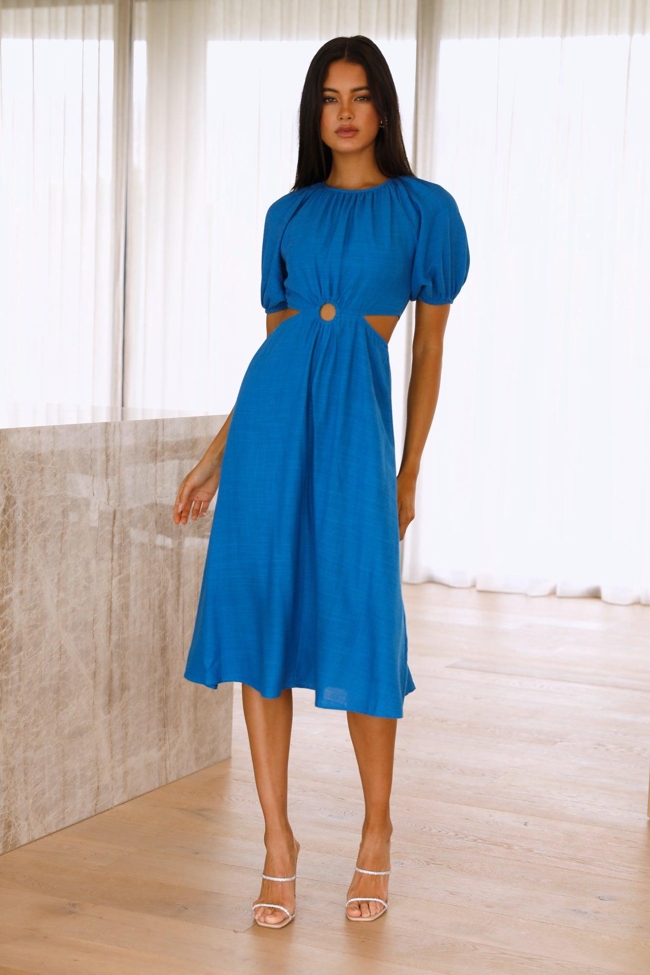 Illuminate The Way Midi Dress Blue Product Image