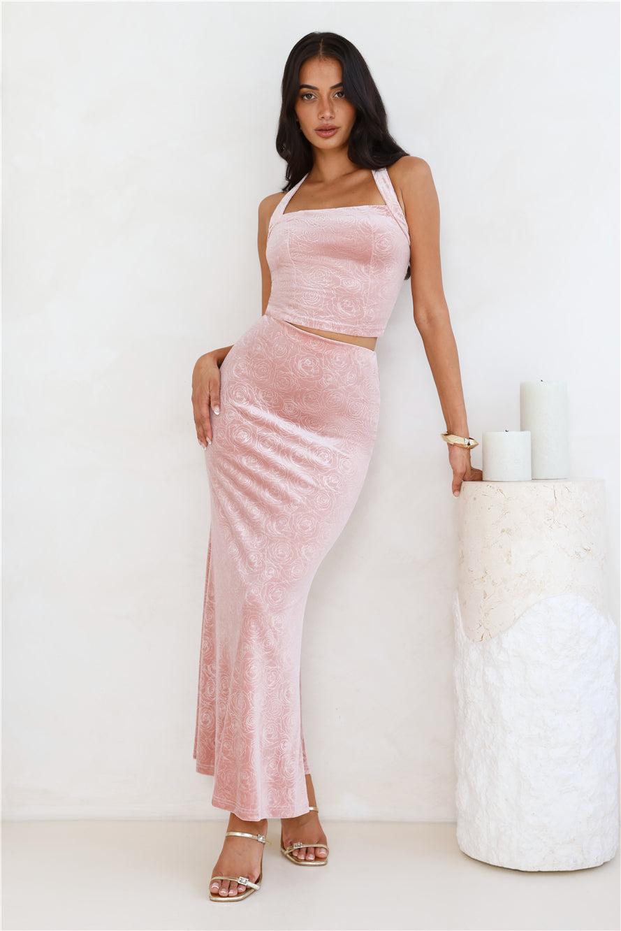 Velvet Gaze Halter Crop Top Pink Product Image