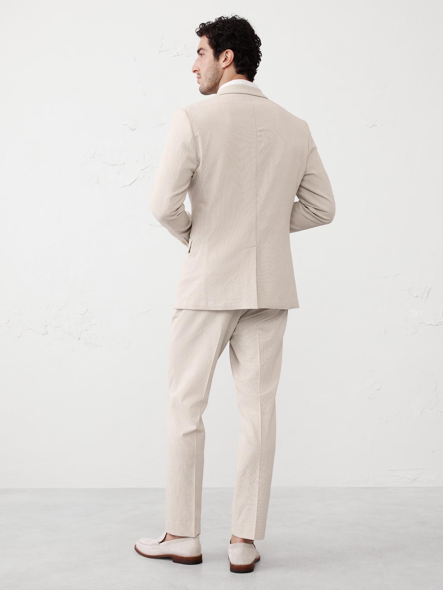 Tailored-Fit Khaki Seersucker Suit Jacket Product Image