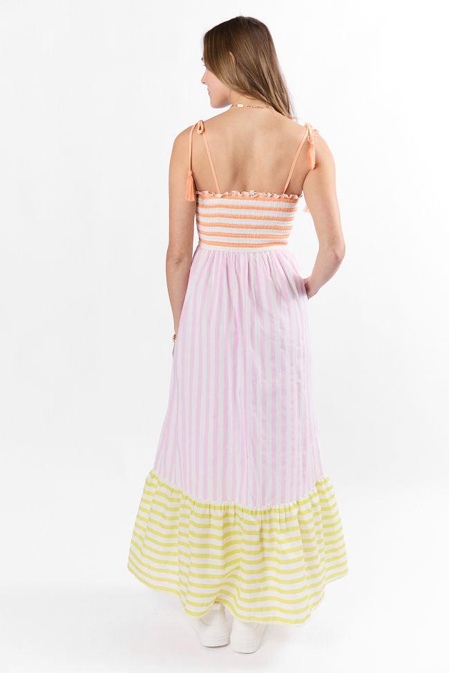 Forever Again Sherbet Striped Color Block Maxi Dress FINAL SALE Product Image