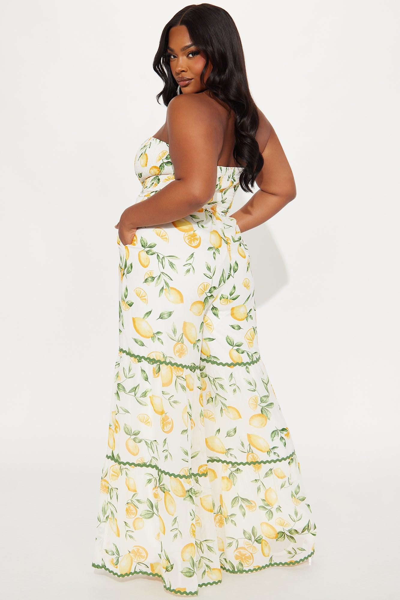 Brighten Your Day Fruit Print Jumpsuit - Yellow/combo Product Image