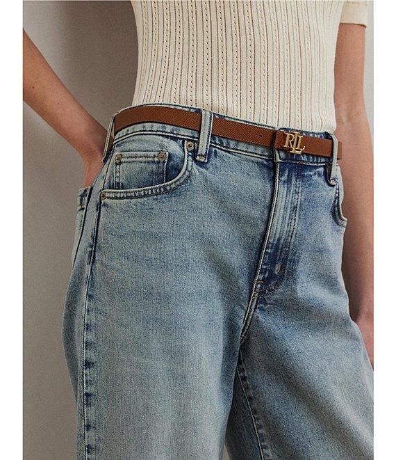 Lauren Ralph Lauren High-Rise Wide Leg Cropped Jeans Product Image