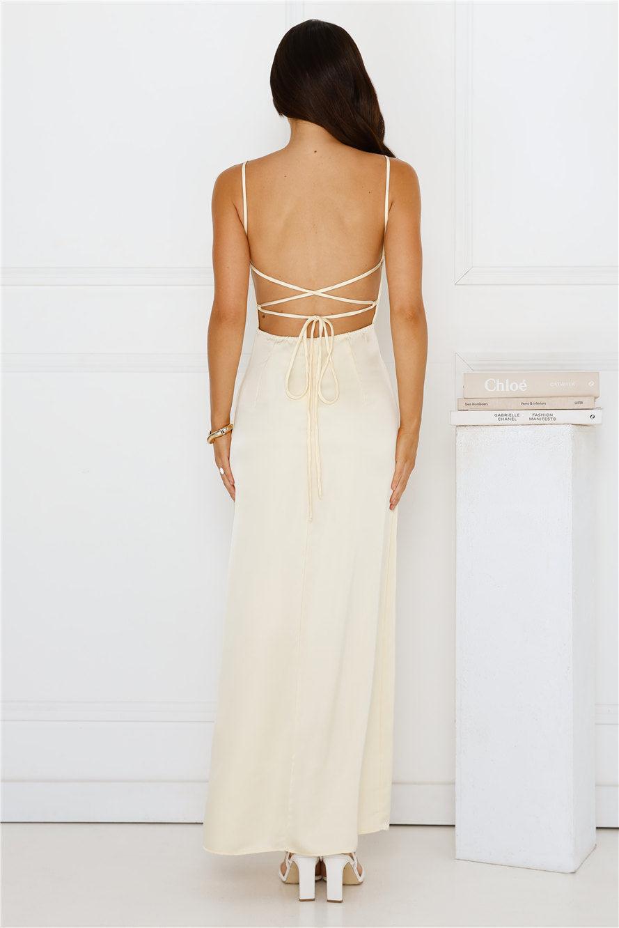 Midnight Heirloom Satin Maxi Dress Yellow Product Image