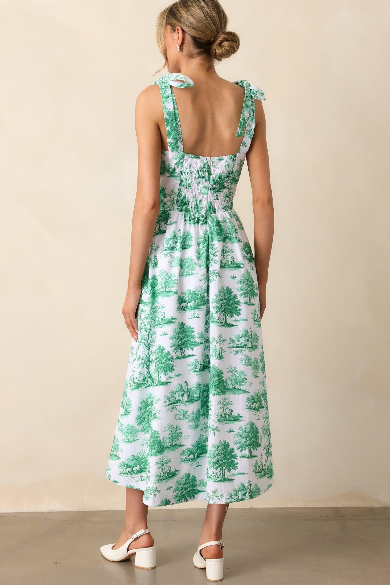 Juli Anna Eden Green Toile Cotton Midi Dress Product Image