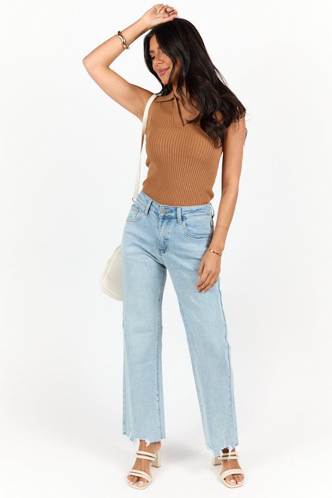 Lily Medium Wash Floral Embroidered Crop Relaxed Jeans FINAL SALE Product Image