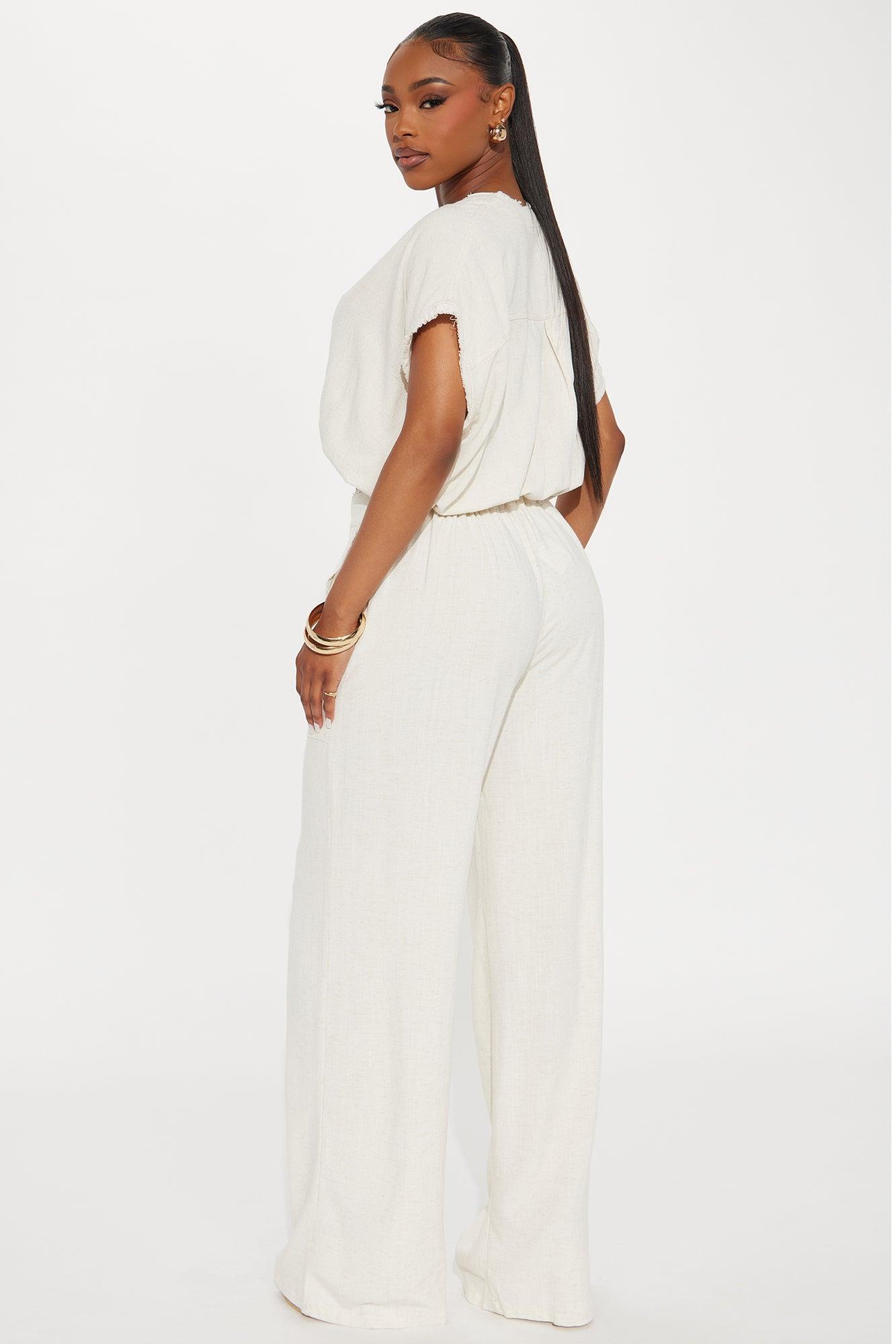 Marbella Linen Pant Set - Beige Product Image