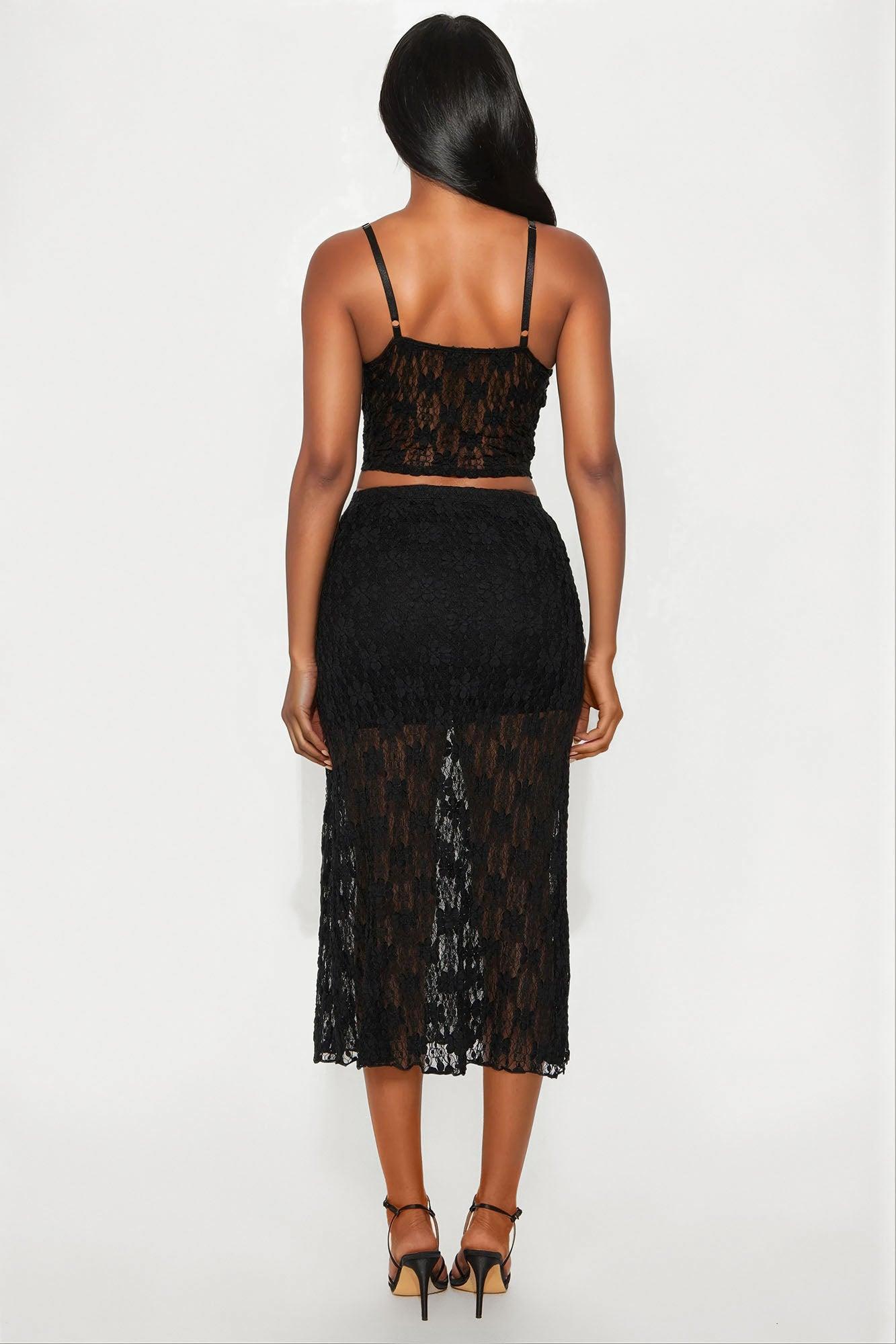 Anaisha Lace Maxi Skirt Set - Black Female Product Image