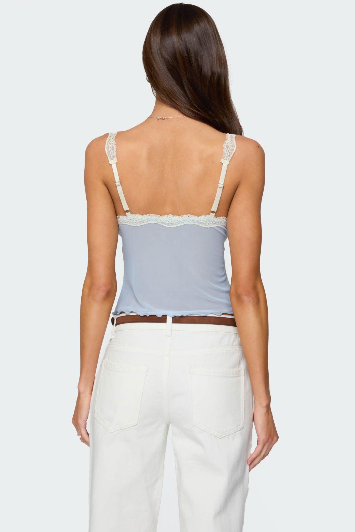Contrast Lacey Mesh Tank Top Product Image