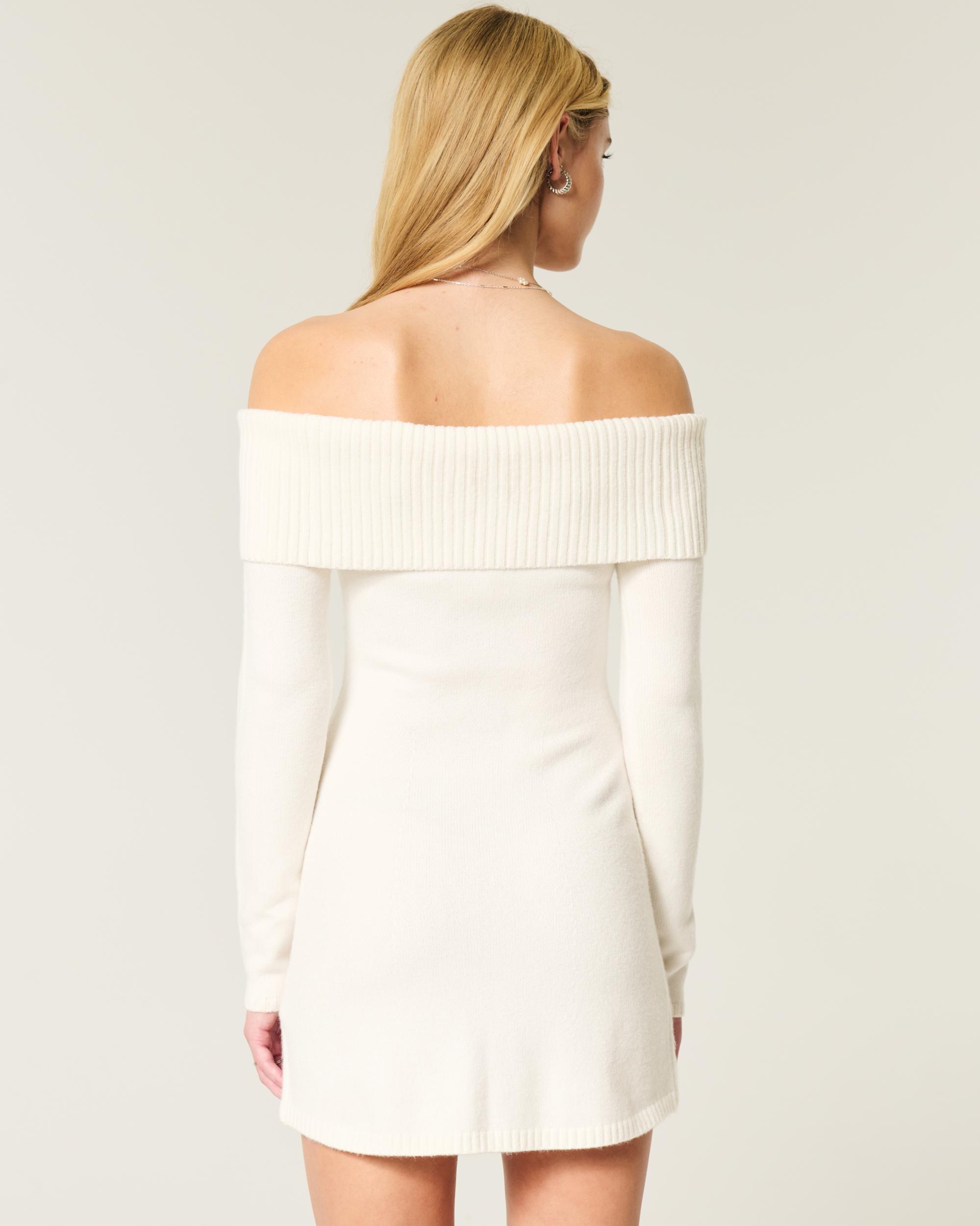 Off-the-Shoulder Twist Bust Sweater Dress Product Image