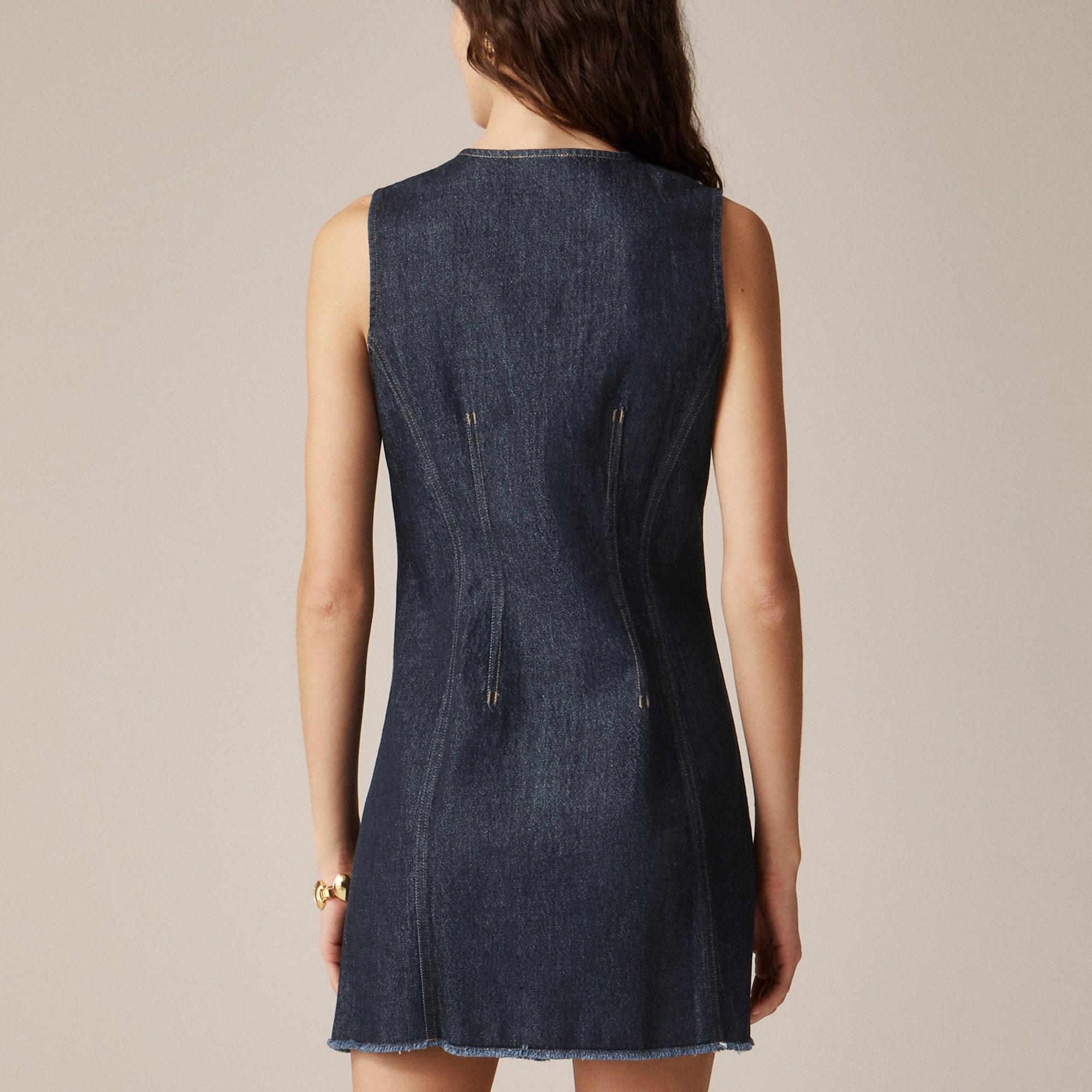 Seamed denim mini dress in Rinse wash Product Image