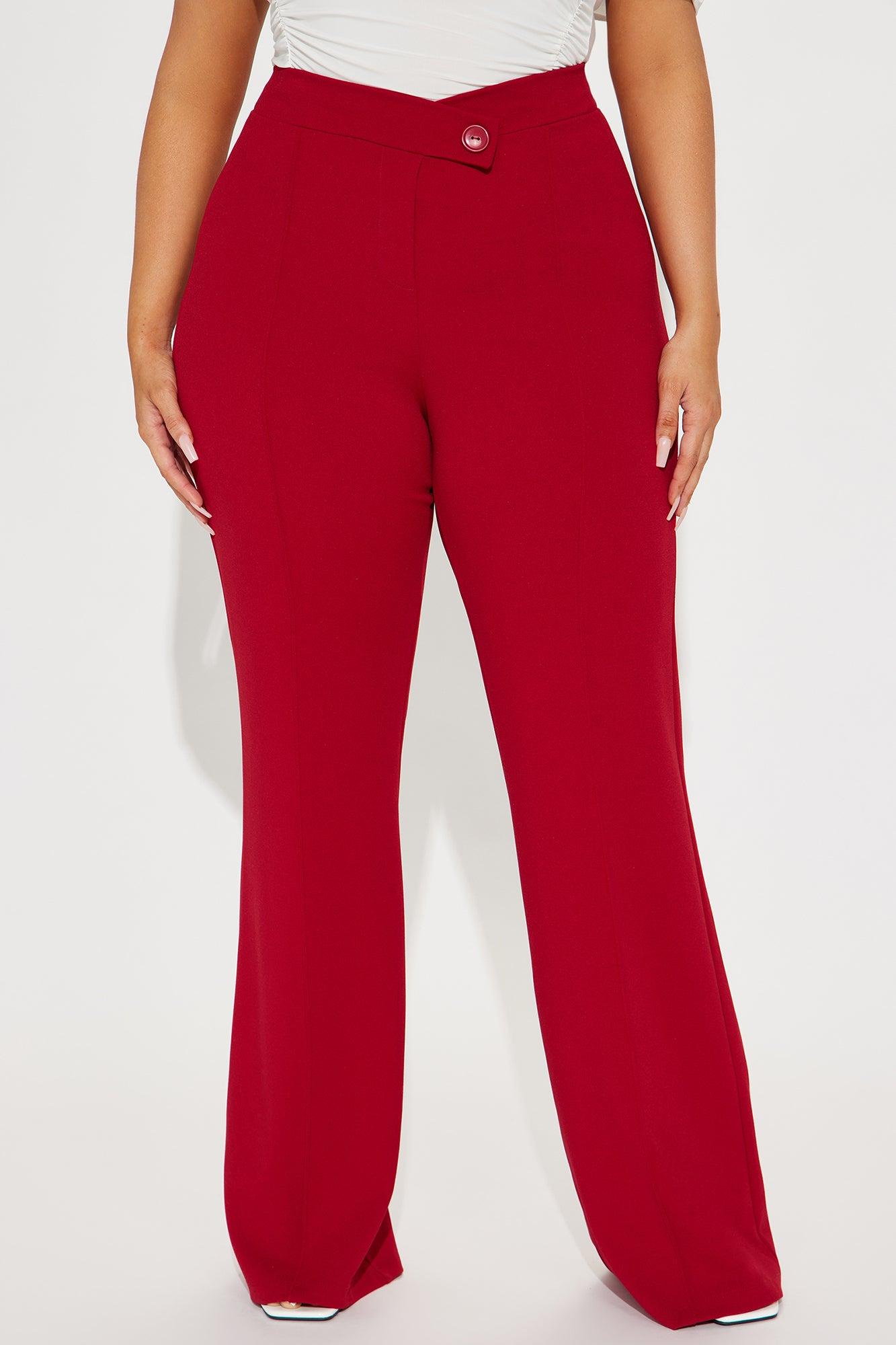 Call It Even Wide Leg Dress Pants - Red Product Image
