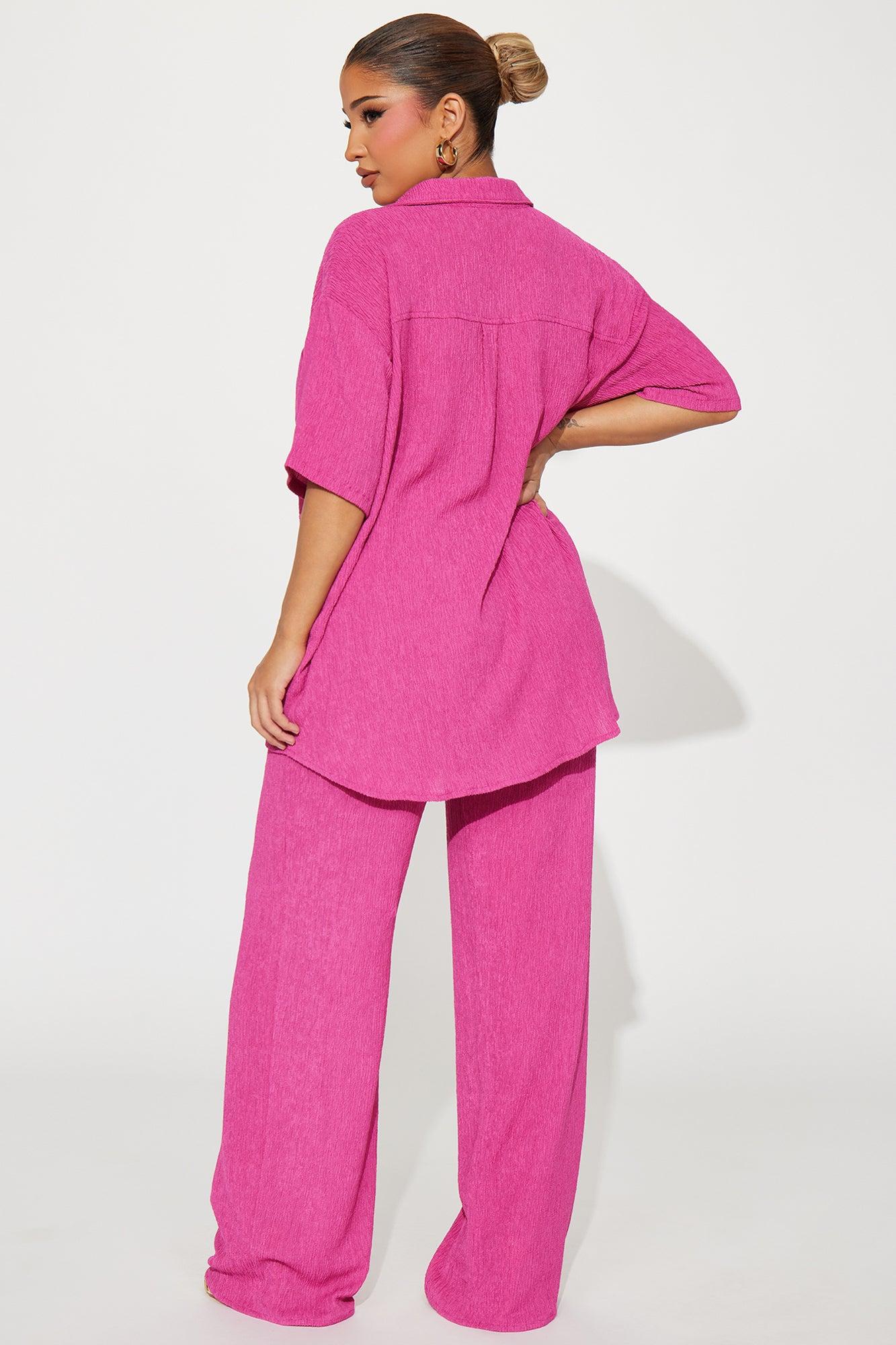 Vacay Vibes Pant Set - Fuchsia Product Image