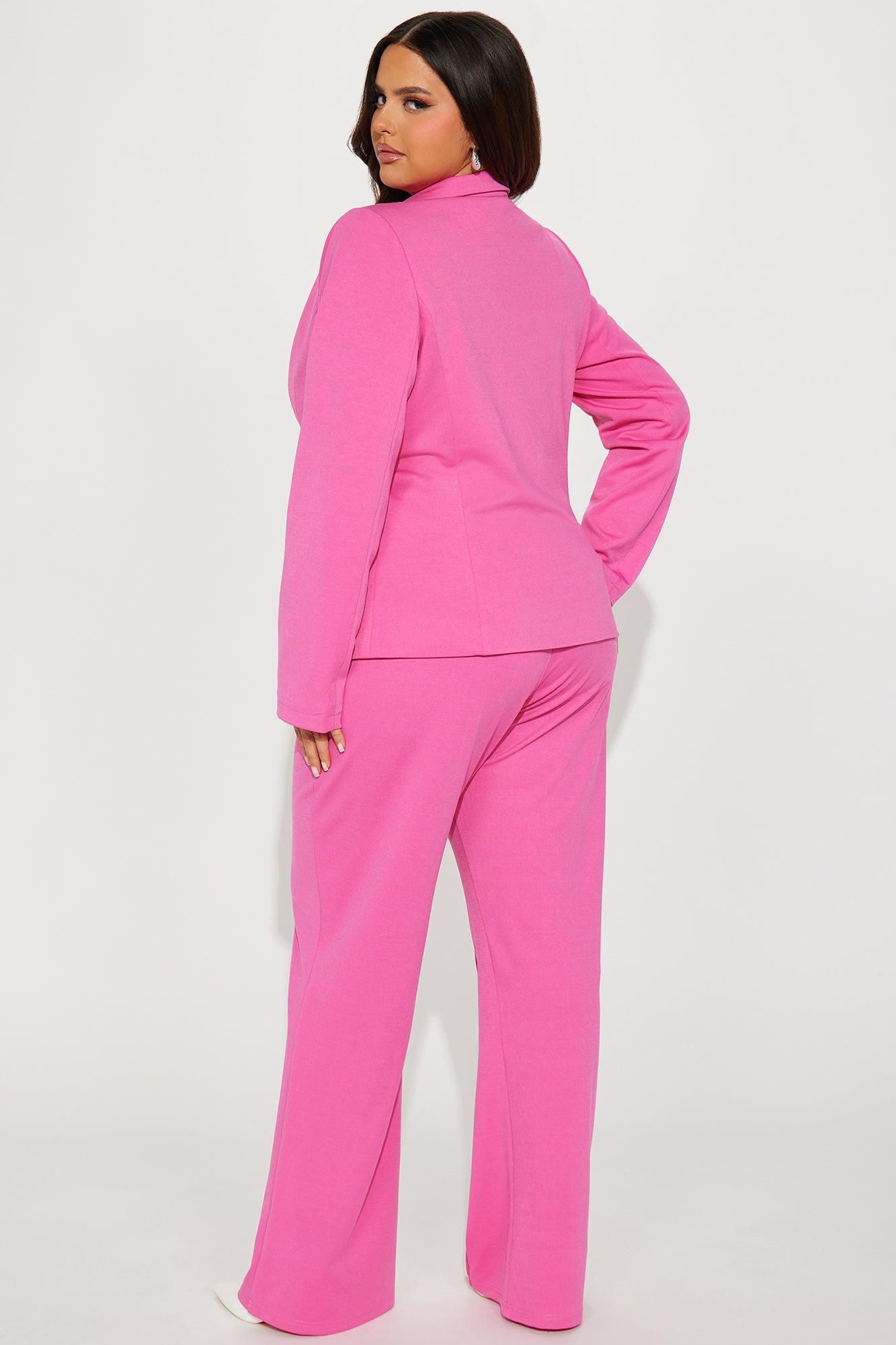 Business Per Usual Blazer Pant Set - Hot Pink Product Image