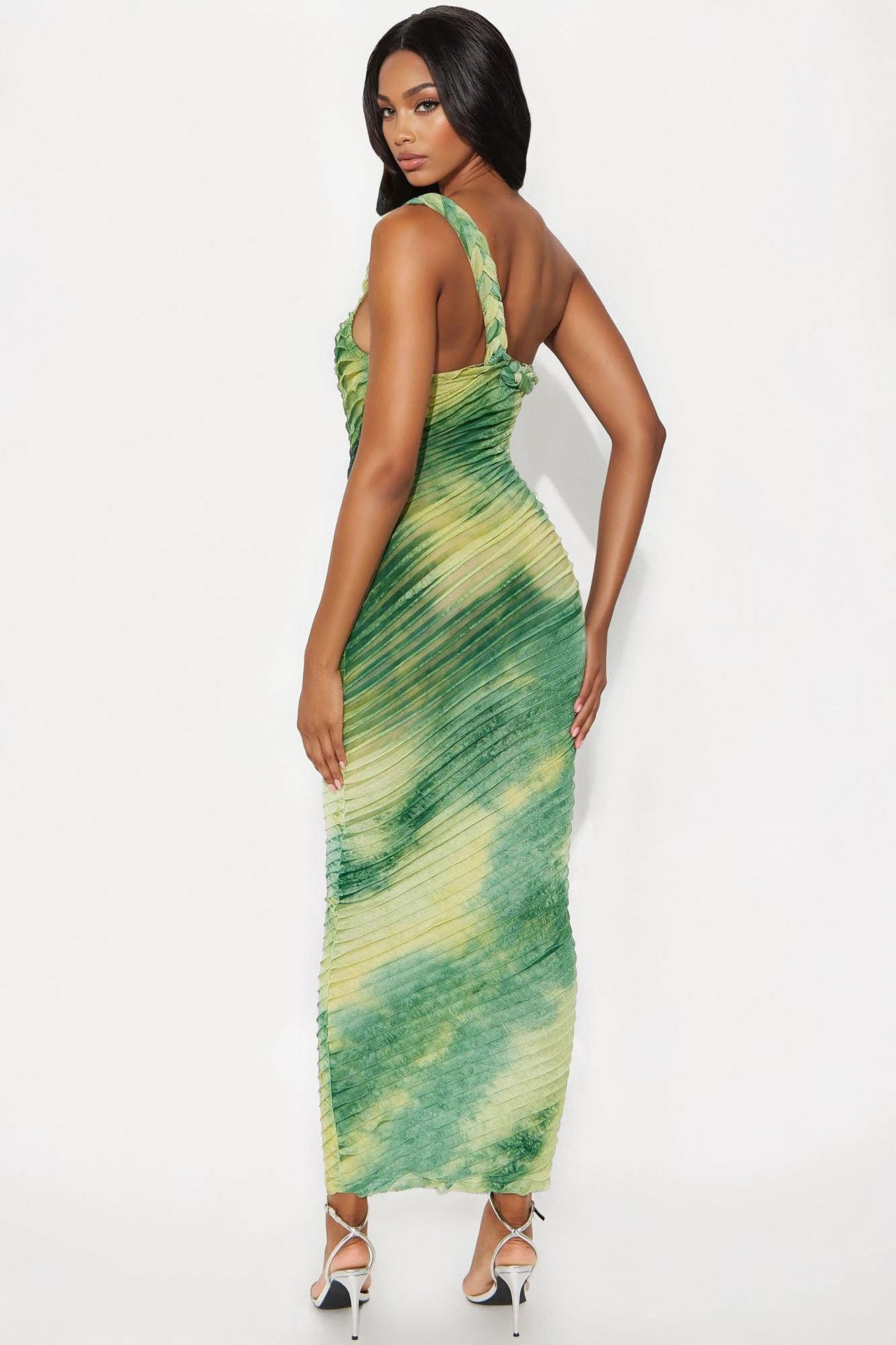 Maylee Textured Maxi Dress - Green/combo Female Product Image