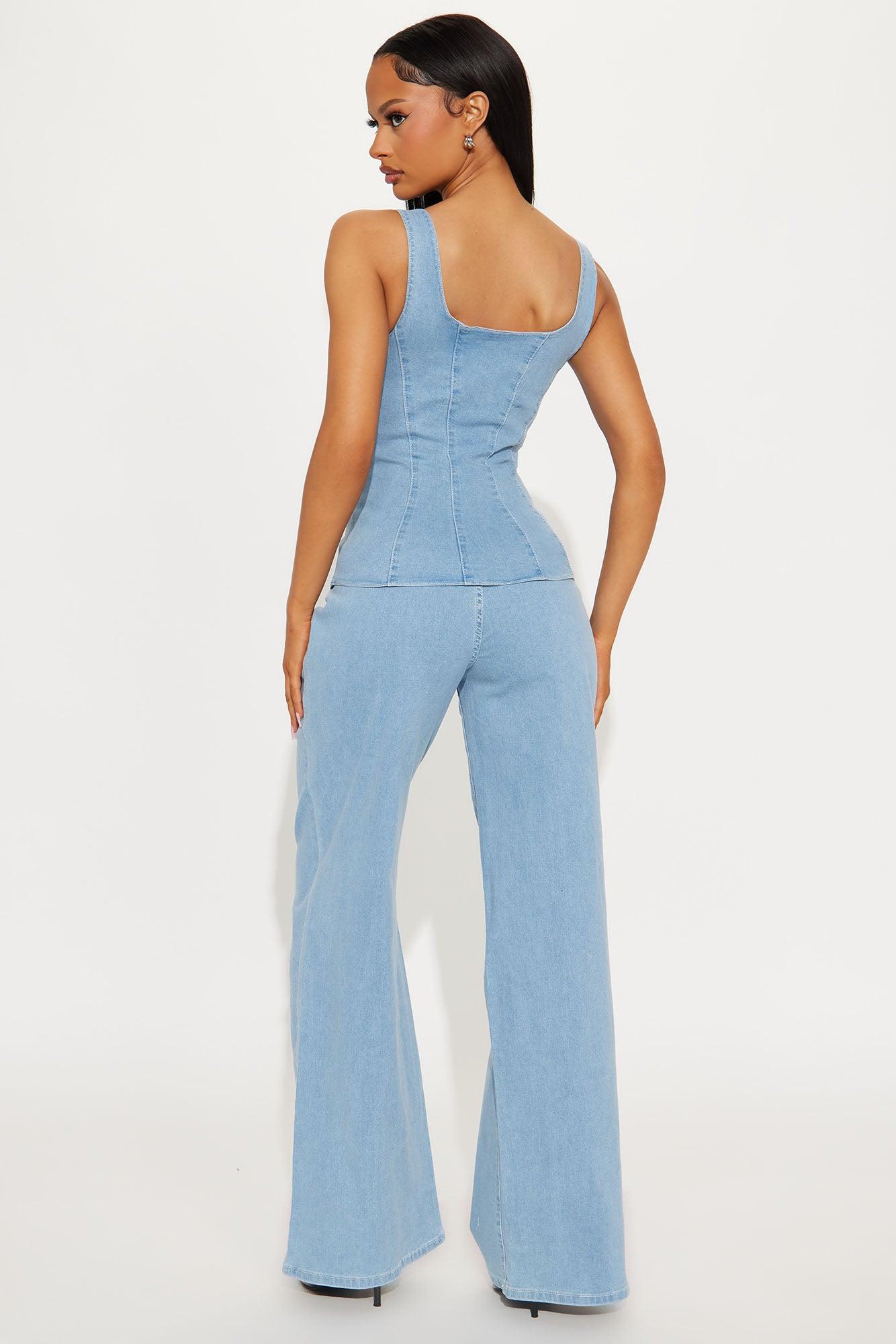 Ava Denim Pant Set - Light Wash Product Image