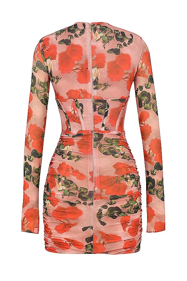 Adanna  rose print corset mini dress Product Image