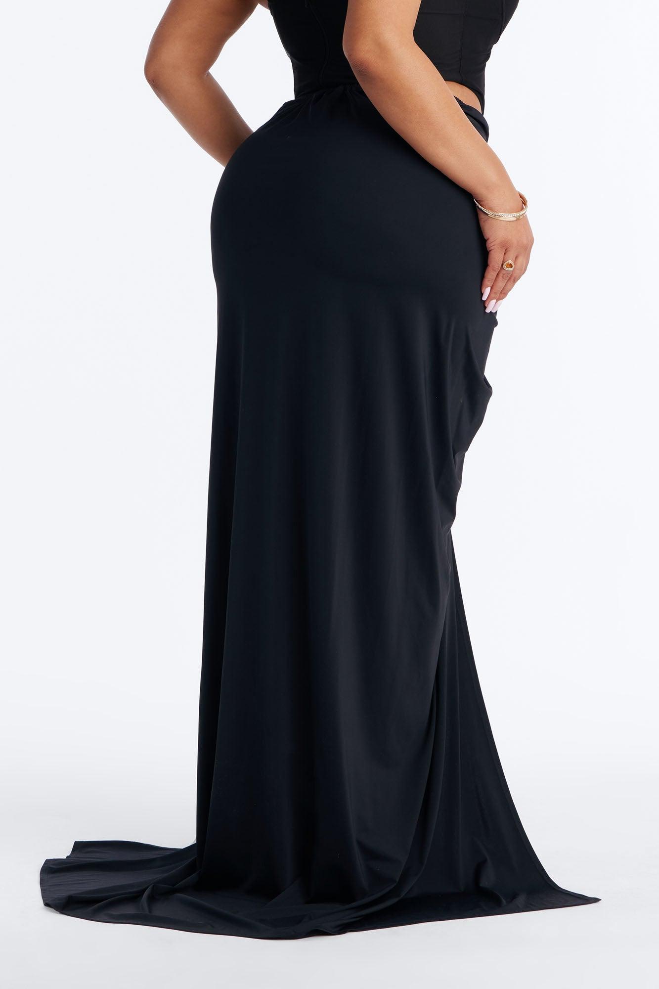 Sarabella Ruched High Slit Maxi Skirt - Black Female Product Image