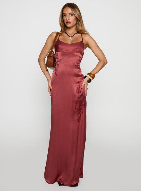 Catch You Up Beaded Maxi Dress Red Product Image