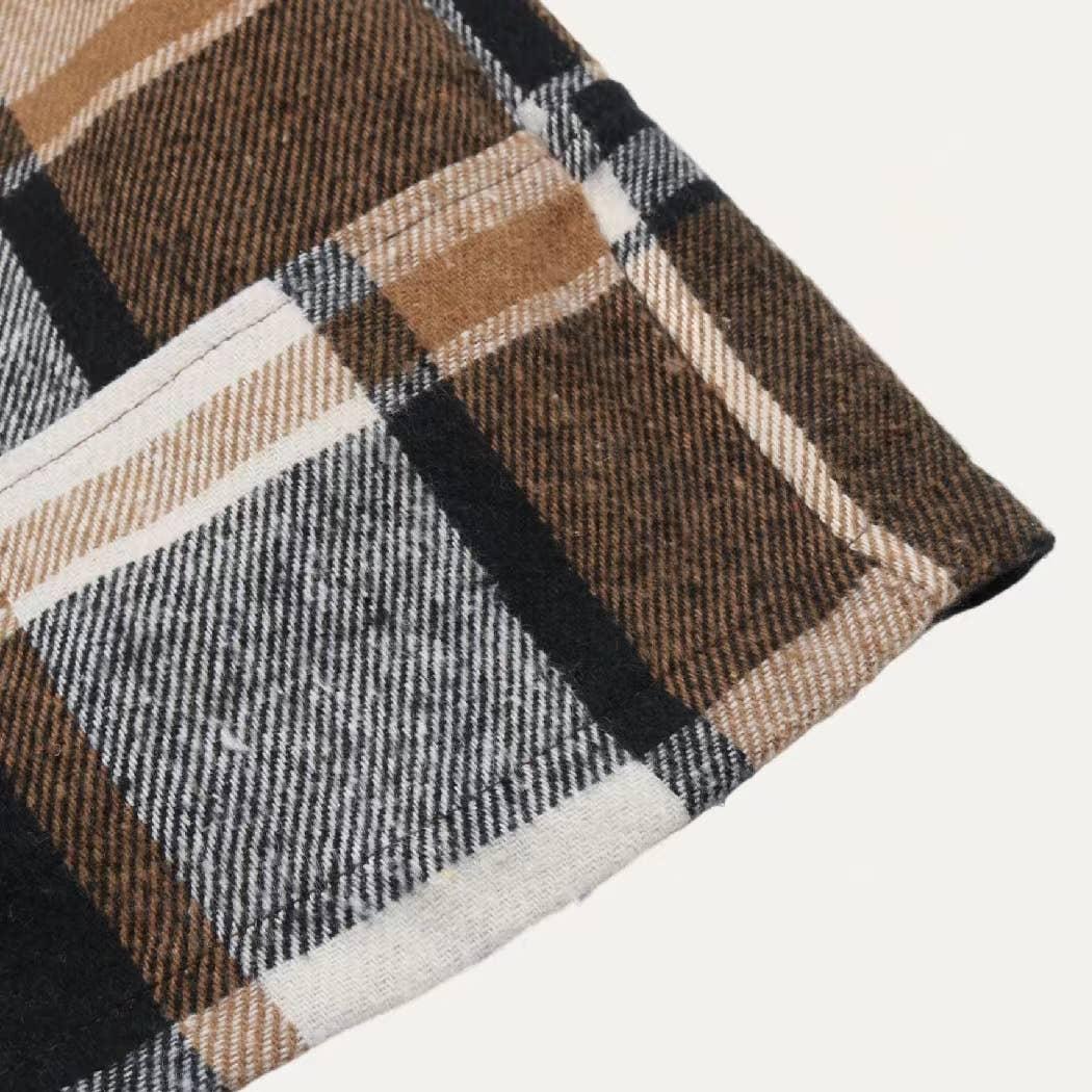 Chic Classic Plaid Collared Neck Asymmetrical Zipper Shacket Product Image