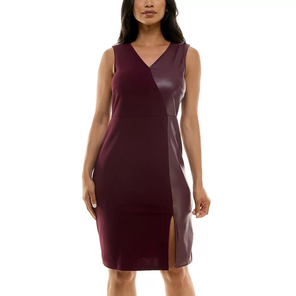 Women's Nina Leonard Mixed Pleather Sheath Dress,  Product Image