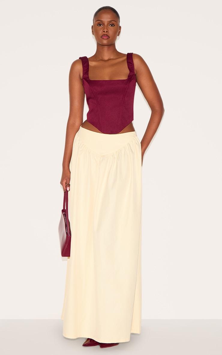 Almond Dipped Waist Structured A Line Maxi Skirt Product Image